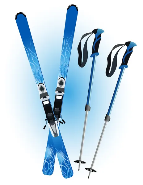 滑雪和根滑雪杖 — 图库矢量图片
