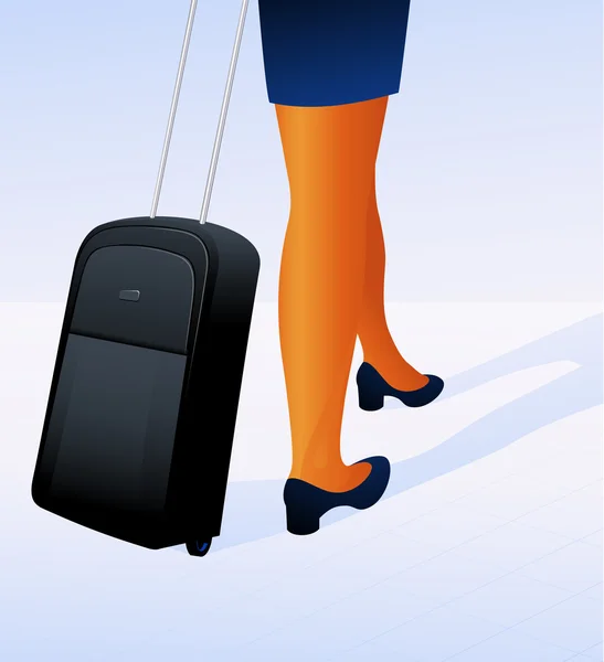 Travelling woman with luggage — Stock Vector