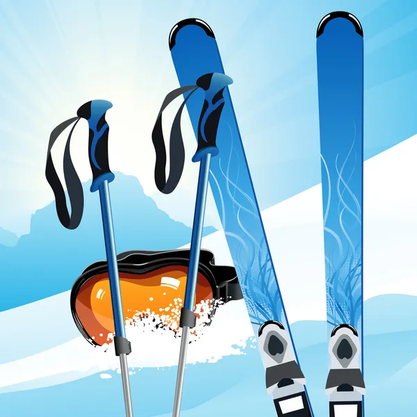 Ski sur la piste — Image vectorielle