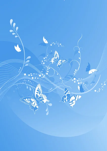 Azul bonito borboleta fundo — Vetor de Stock