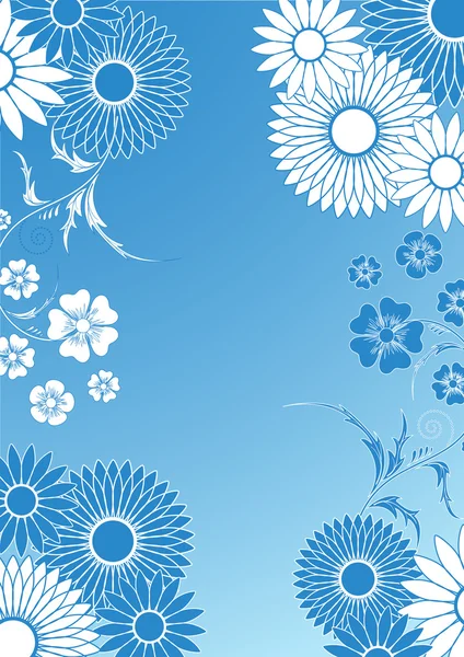 Ornement kwiatowy niebieski — Wektor stockowy