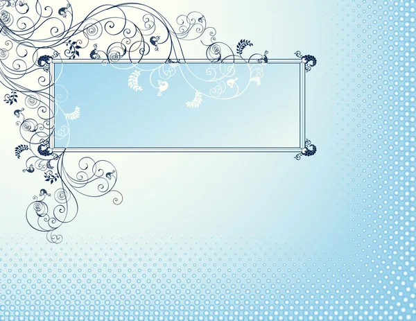 Bleu _ floral _ scroll _ frame — Image vectorielle