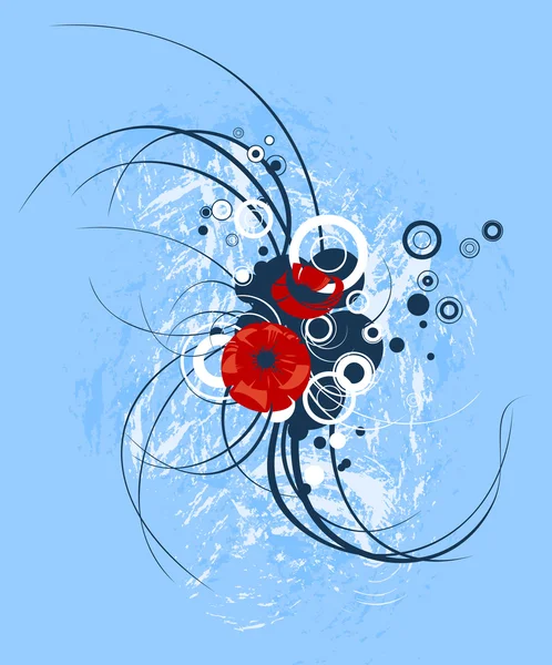 Tourbillon floral bleu — Image vectorielle