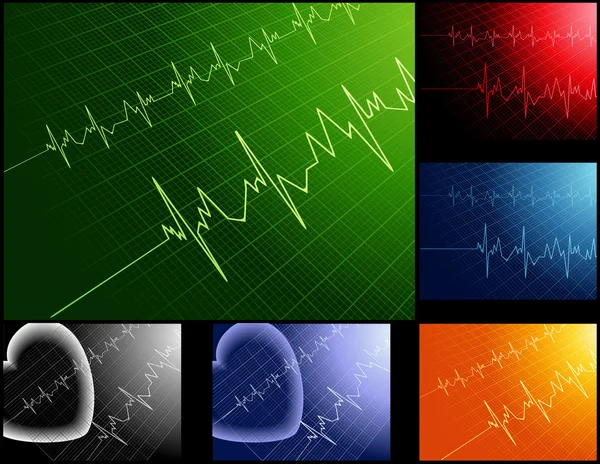 Cardiograms_different_colors — Stock Vector