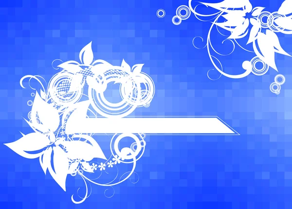 Flowers_on_blue_checkered_background — стоковий вектор