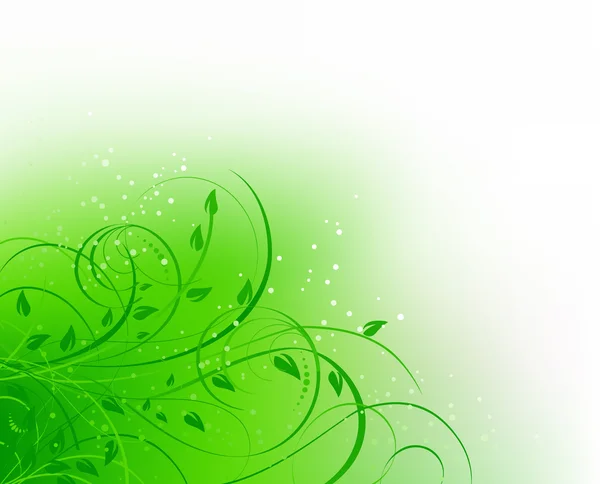 Curva abstracta floral verde — Vector de stock