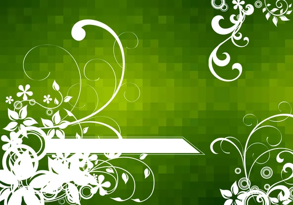 Flowers_on_green_checkered_backgrounds — ストックベクタ