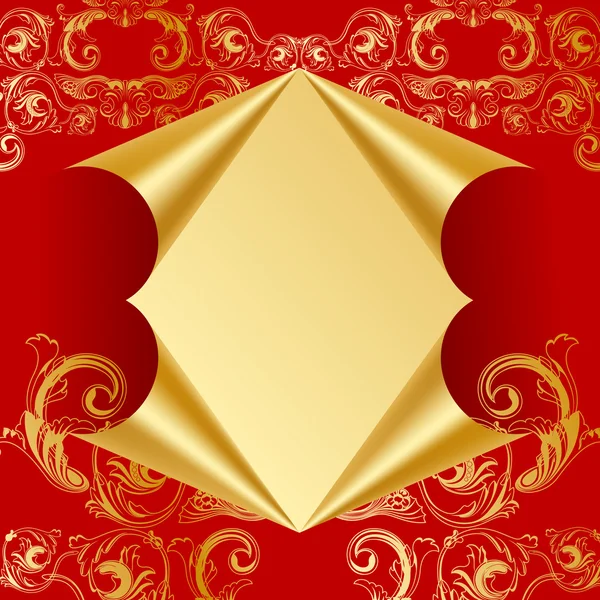 Hole in luxury golden paper — Stock Vector