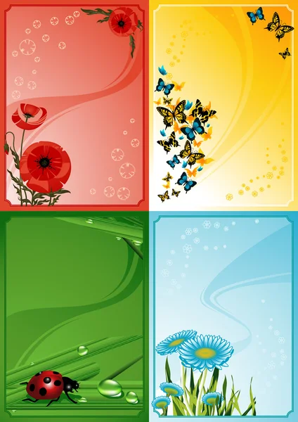 Quatre cadres floraux — Image vectorielle