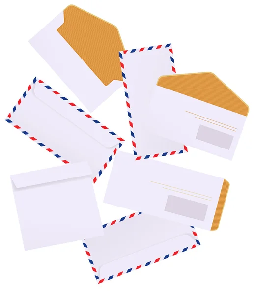 Envelopes on isolated background Stock Illustration