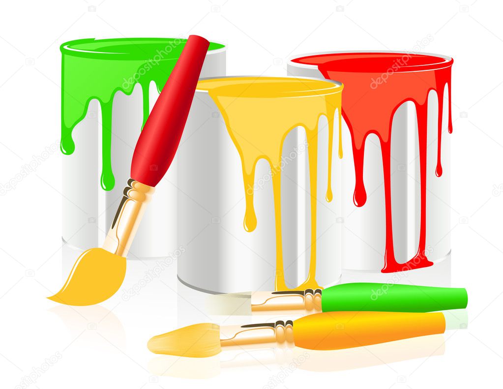 Paintbrushes and paintcan