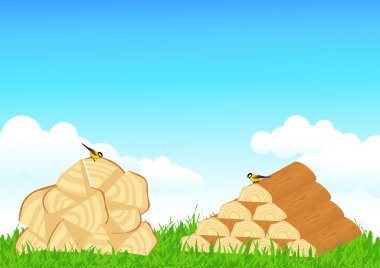 Firewood on lawn clipart