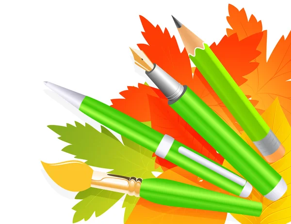 秋天的钢笔和铅笔 — 图库矢量图片