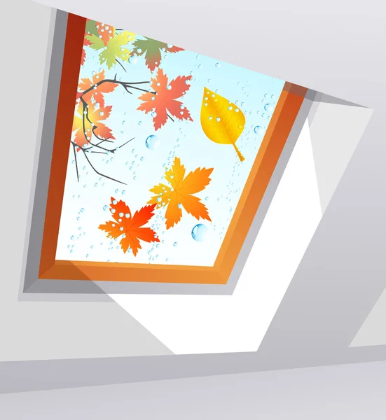 Herbstliches nasses Fenster — Stockvektor