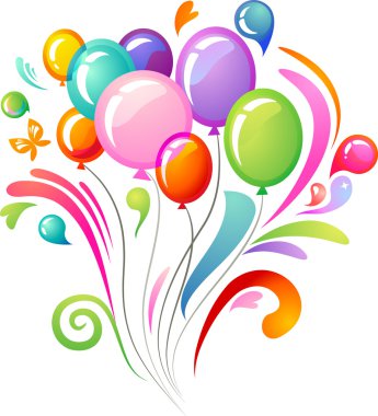 Colourful splash with balloons clipart