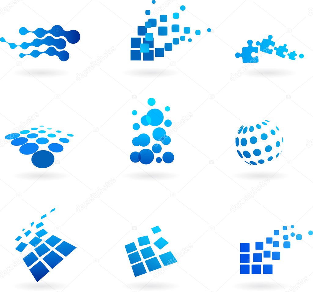 Collection of abstract blue icons / logos