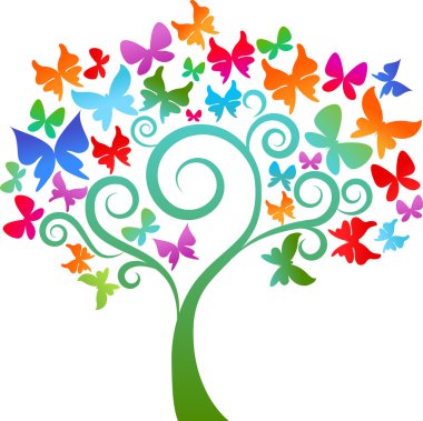 Colourful butterfly tree clipart