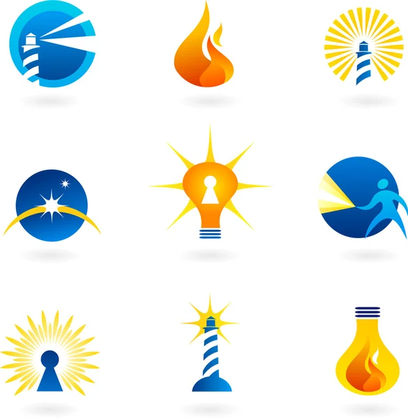 Ljus och eld ikoner — Stock vektor