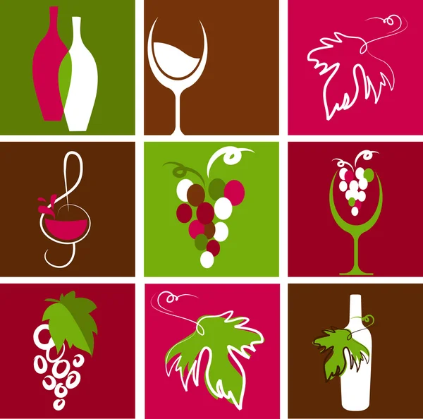 Samling av vin ikoner och logotyper — Stock vektor