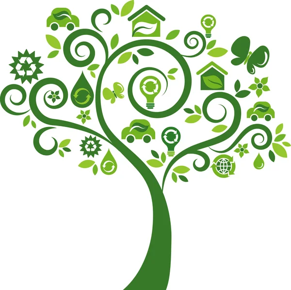 Árvore de ícones ecológicos 2 — Vetor de Stock