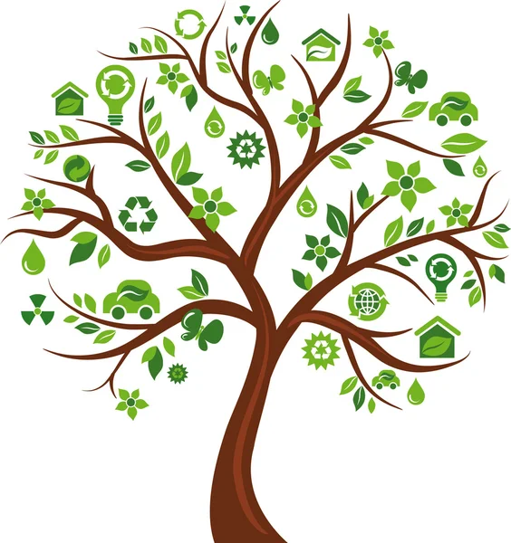 Ökologische Symbole Baum - 3 — Stockvektor