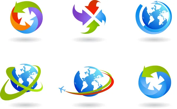 Ensemble d'icônes Globes et affaires mondiales — Image vectorielle