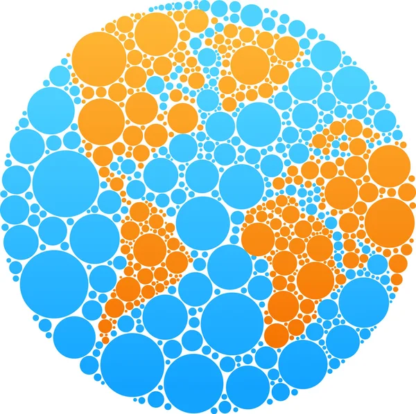 Globo círculo azul y naranja — Vector de stock