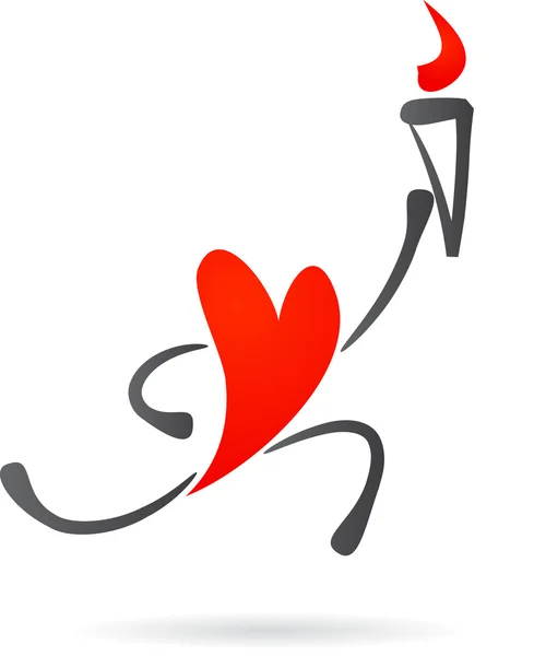 Coeur personnage avec une torche — Image vectorielle