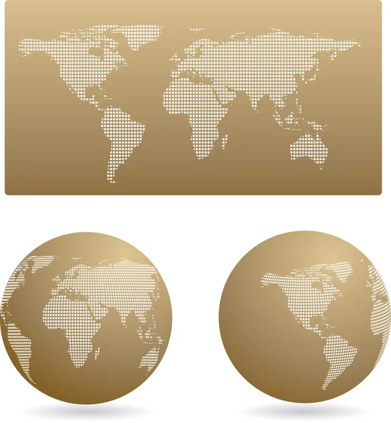 Map and two globes — Stock Vector