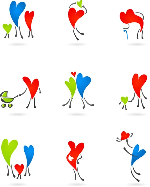 Collection d'icônes coeur de famille — Image vectorielle