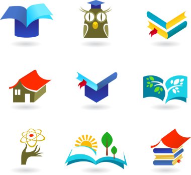 Education and schooling icon set clipart