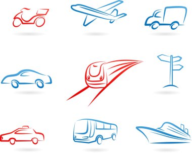 Transportation icons and logos clipart