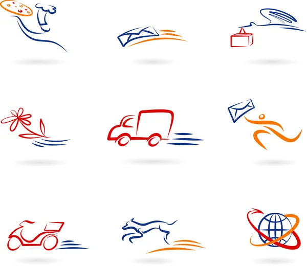 Iconos y logotipos de entrega — Vector de stock
