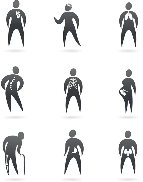 Iconos de órganos corporales de estilo de rayos X — Vector de stock