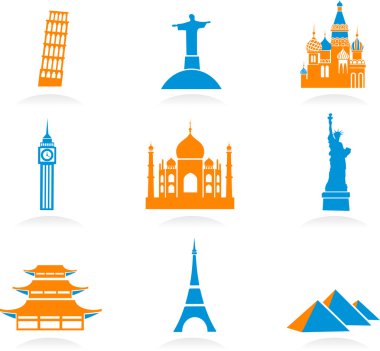 International landmark icons clipart