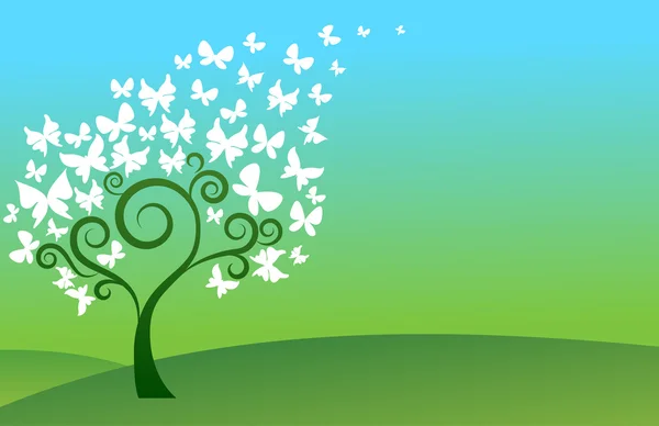 Papillon vert arbre — Image vectorielle
