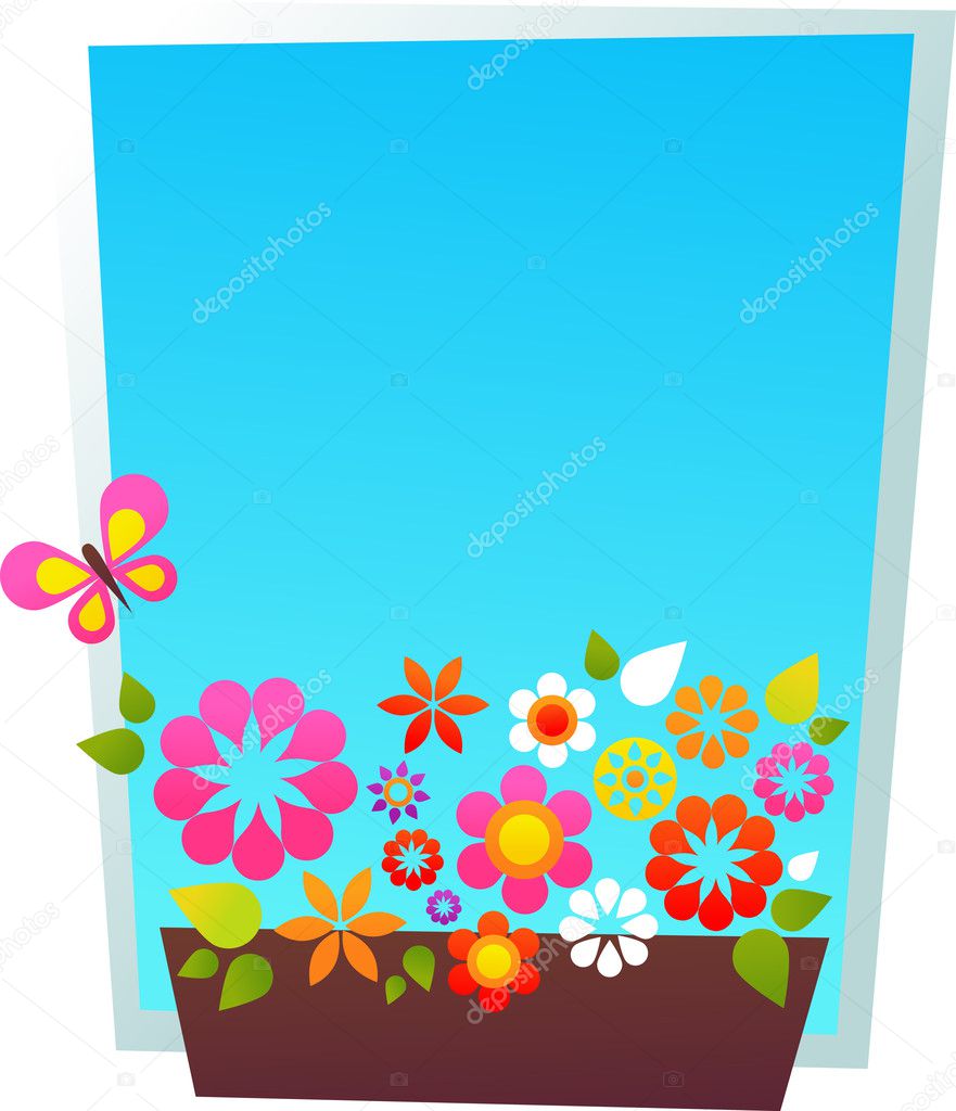 Window-shaped blue card template