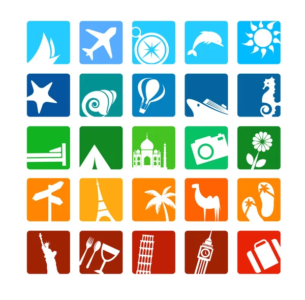 Icônes de tourisme et de vacances — Image vectorielle