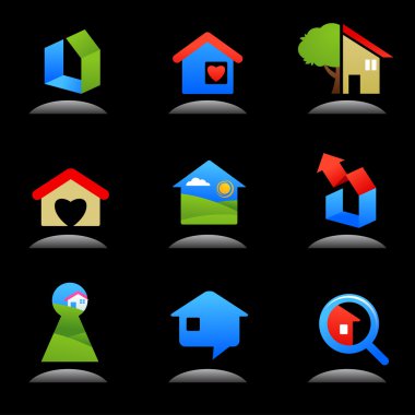 Real estate and construction icons / logos - 7 clipart