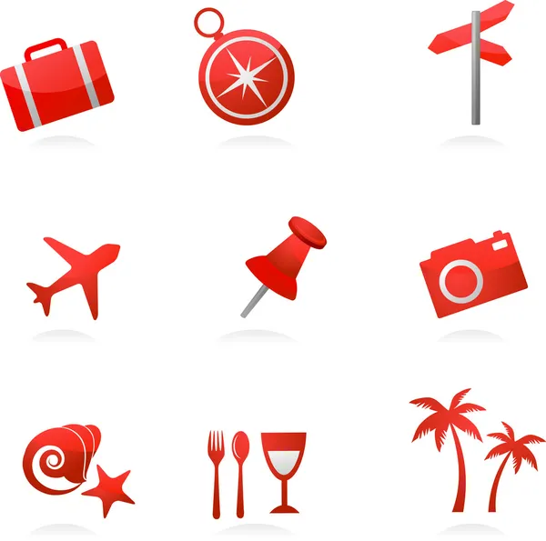 Röd turism ikoner — Stock vektor