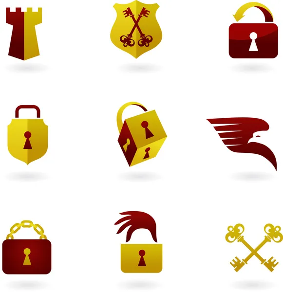 Bezpečnostní ikony a loga — Stockový vektor