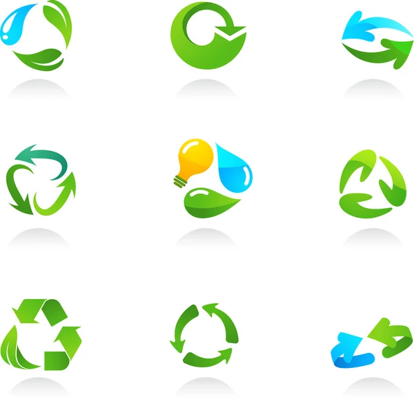 Icônes de recyclage brillant — Image vectorielle