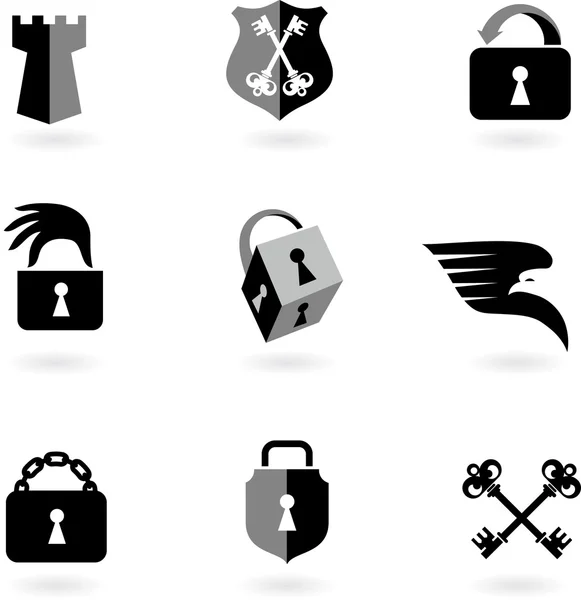 Icônes et logos de sécurité - 2 — Image vectorielle