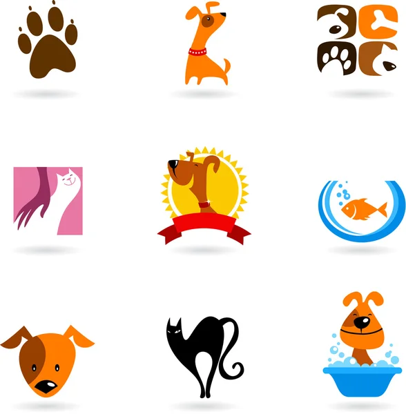 Ícones e logotipos para animais de estimação —  Vetores de Stock