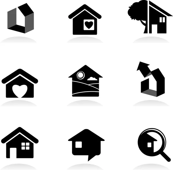 Iconos y logotipos inmobiliarios — Archivo Imágenes Vectoriales