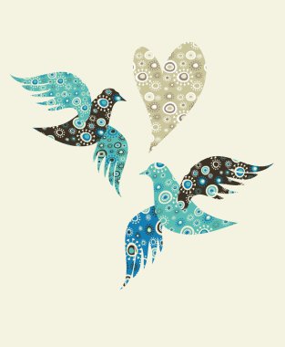 Two doves and a heart clipart