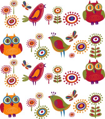 Flowers and birds - 2 clipart