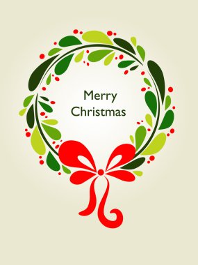 Christmas wreath card - 1 clipart