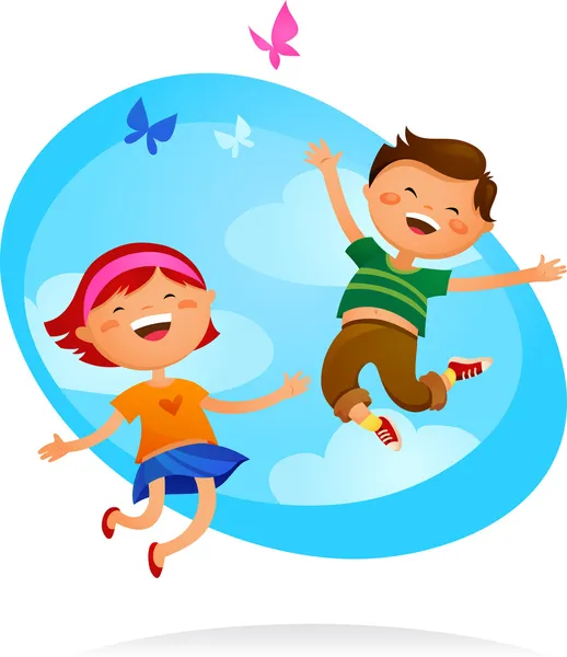 Bambini felici che saltano — Vettoriale Stock