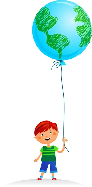 Une fille avec ballon de la Terre — Image vectorielle